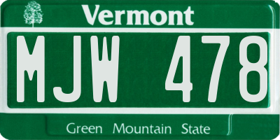 VT license plate MJW478