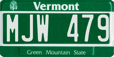 VT license plate MJW479