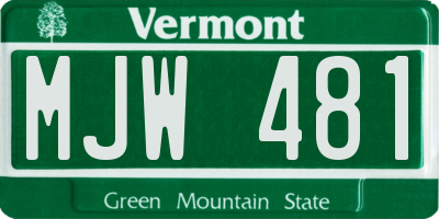 VT license plate MJW481