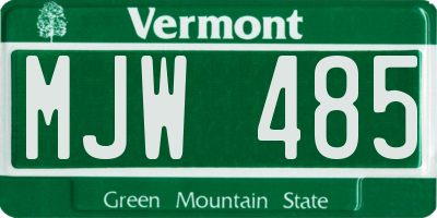 VT license plate MJW485