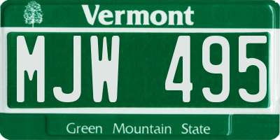 VT license plate MJW495