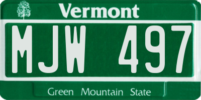 VT license plate MJW497