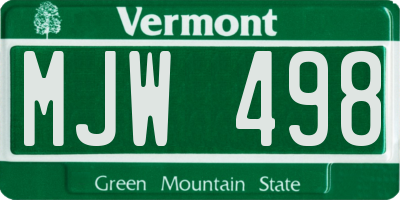 VT license plate MJW498