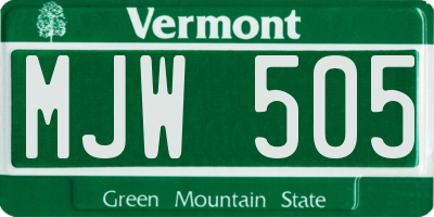 VT license plate MJW505