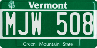 VT license plate MJW508