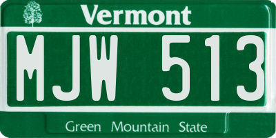 VT license plate MJW513