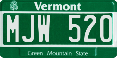 VT license plate MJW520