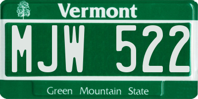 VT license plate MJW522