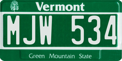 VT license plate MJW534