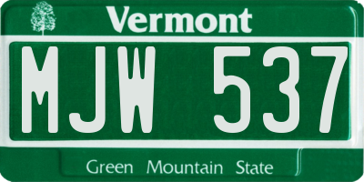 VT license plate MJW537