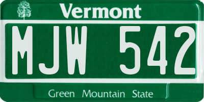 VT license plate MJW542