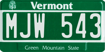 VT license plate MJW543