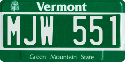 VT license plate MJW551