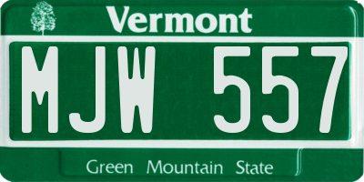 VT license plate MJW557