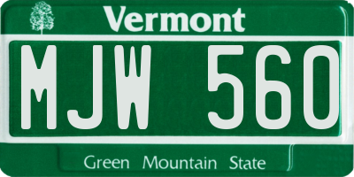 VT license plate MJW560