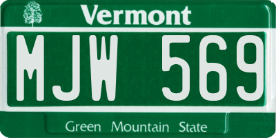 VT license plate MJW569