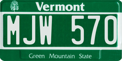 VT license plate MJW570