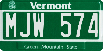 VT license plate MJW574