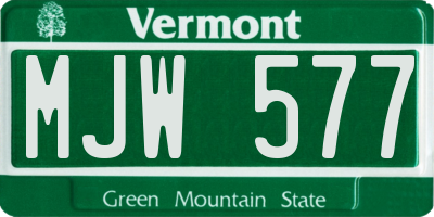 VT license plate MJW577