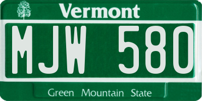VT license plate MJW580
