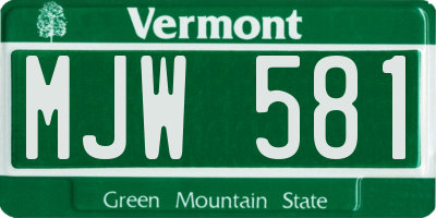 VT license plate MJW581