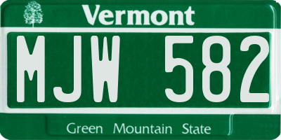 VT license plate MJW582