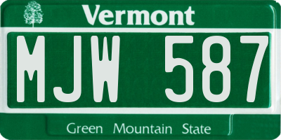 VT license plate MJW587