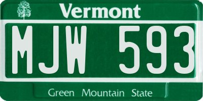 VT license plate MJW593