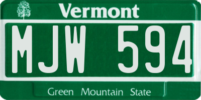 VT license plate MJW594