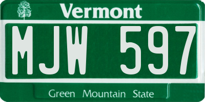 VT license plate MJW597