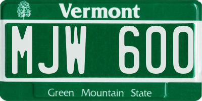 VT license plate MJW600