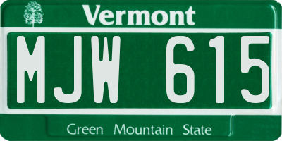VT license plate MJW615