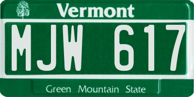 VT license plate MJW617