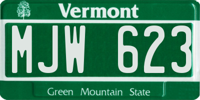VT license plate MJW623