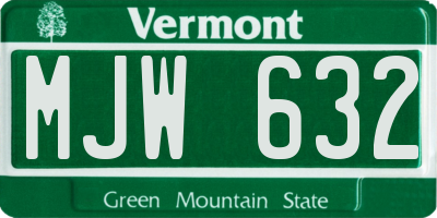 VT license plate MJW632