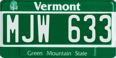 VT license plate MJW633
