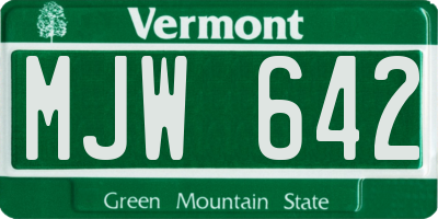 VT license plate MJW642
