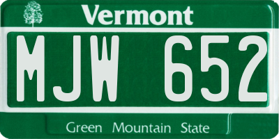 VT license plate MJW652
