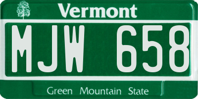 VT license plate MJW658