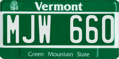 VT license plate MJW660