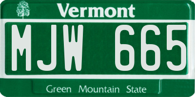 VT license plate MJW665