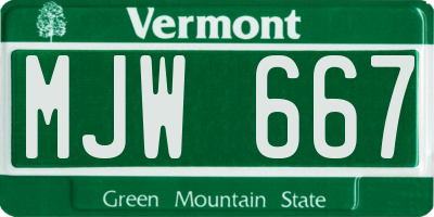 VT license plate MJW667
