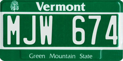 VT license plate MJW674