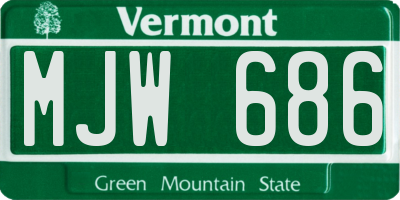 VT license plate MJW686