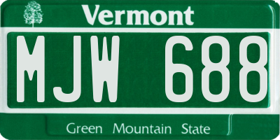 VT license plate MJW688