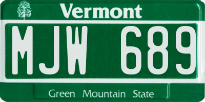 VT license plate MJW689