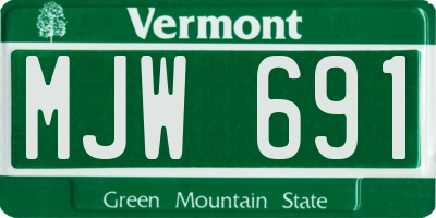 VT license plate MJW691