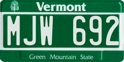 VT license plate MJW692