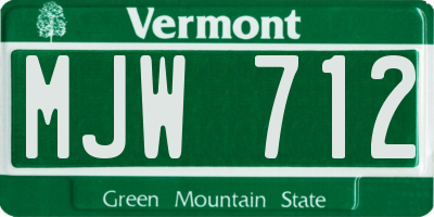 VT license plate MJW712