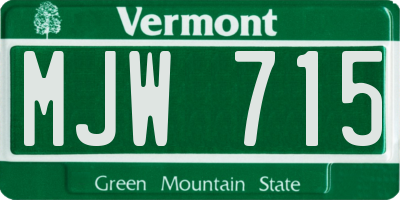 VT license plate MJW715